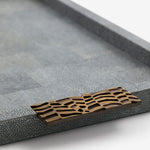 Herringbone Shagreen Serving Trays - Midnight Small
