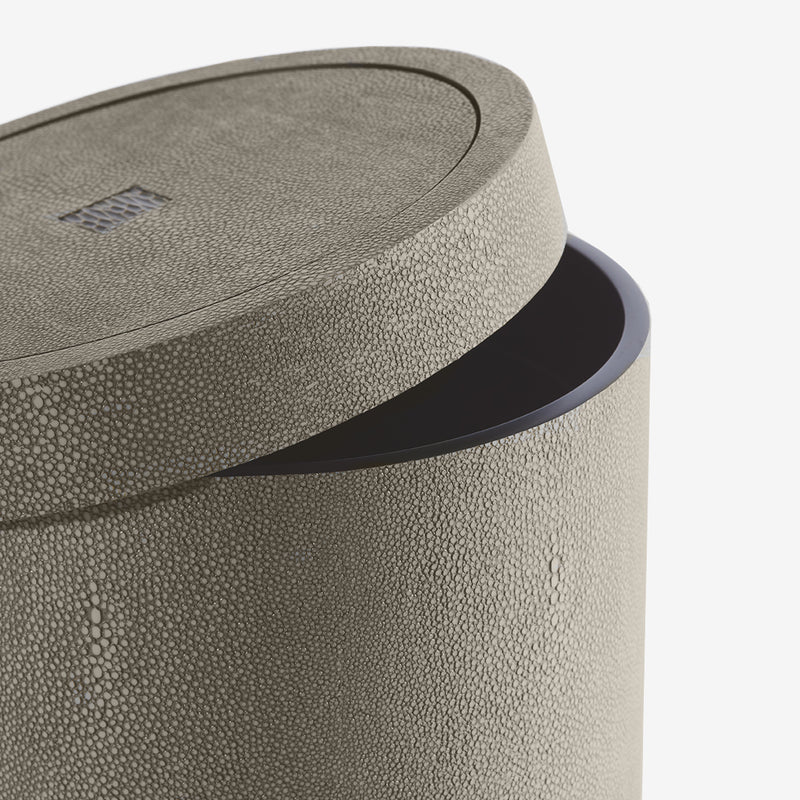 NEW Shagreen & Metal Detail Waste Bin - Dune