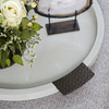 NEW Round Shagreen & Metal Serving Tray - Linen