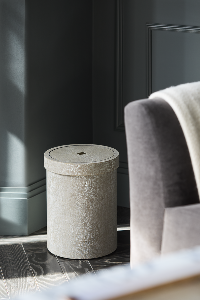 NEW Shagreen & Metal Detail Waste Bin - Dune