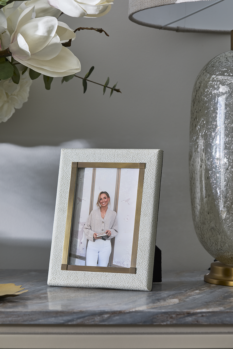 NEW Shagreen & Metal Photo Frame - Linen