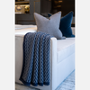 Herringbone Jacquard Throw - Navy & Grey