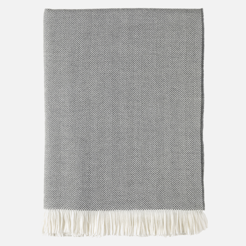 Herringbone Merino Throw - Flint