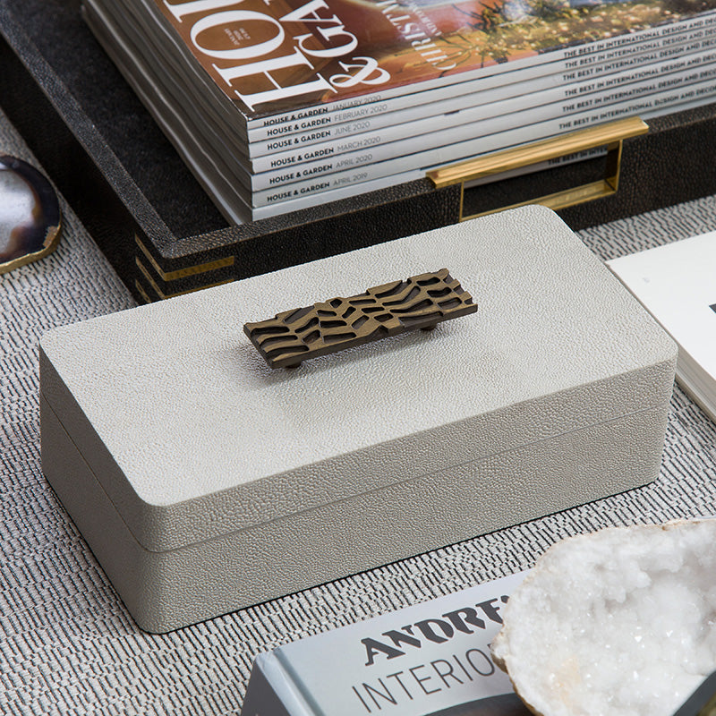 Herringbone Shagreen Box - Linen